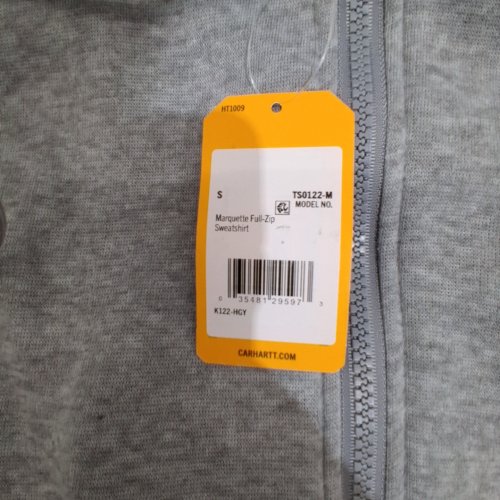 MEN'S CARHARTT MIDWEIGHT HOODED ZIP FRONT SWEATSHIRT - SMALL - CARBON HEATHER GREY (MODEL: TS0122-M) image 2