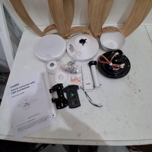 TAVZAKE CEILING FAN WITH LIGHT AND REMOTE - 3000 K WARM TO 6500 K DAYLIGHT - 42" - WHITE (MODEL: TCF007-MW-US) image 4