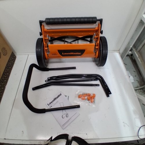 LAWNMASTER PUSH REEL LAWN MOWER - 14" - BLACK/ORANGE (MODEL: LMRM1401) image 2
