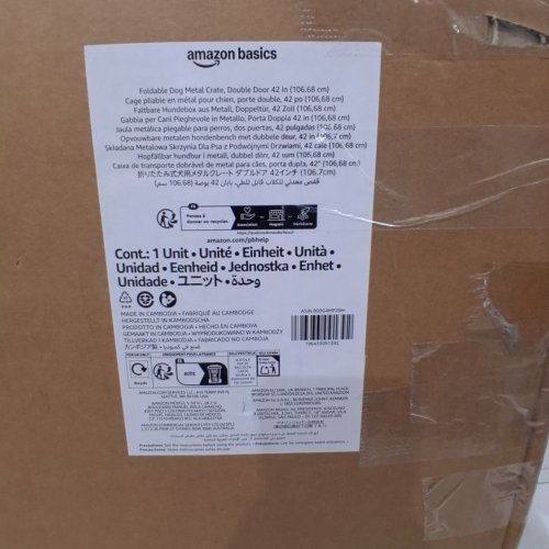 AMAZON BASICS DOUBLE-DOOR FOLDING METAL DOG CRATE CAGE WITH DIVIDER - 42" X 28" X 30" - BLACK image 4