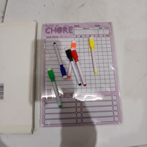 2 CLEVERCLEAN MAGNETIC DRY ERASE CHORE CHARTS WITH MARKERS - PURPLE / GREEN image 3