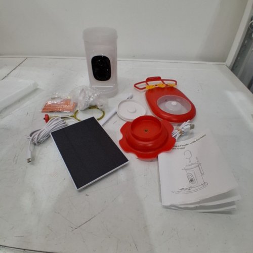 MYPIN SMART HUMMINGBIRD FEEDER WITH 2K HD CAMERA - WHITE/RED (MODEL: HS0440) image 3