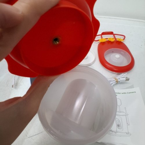MYPIN SMART HUMMINGBIRD FEEDER WITH 2K HD CAMERA - WHITE/RED (MODEL: HS0440) image 4