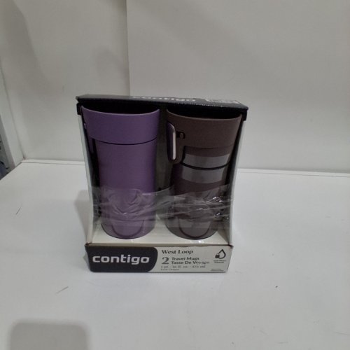 2PK CONTIGO WEST LOOP TRAVEL MUGS - 16 OZ EACH - PURPLE AND BROWN (MODEL: 2027032) image 2