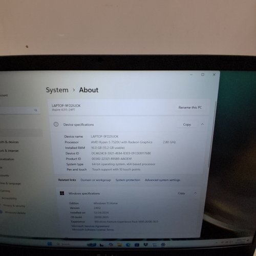 ACER ASPIRE 3 15.6" FULL HD IPS TOUCH DISPLAY LAPTOP | AMD RYZEN 5 7520U | 16GB RAM DDR5 | WI-FI 6 | WINDOWS 11 HOME - BLUE - (MODEL:A315-24PT-R05E) image 4