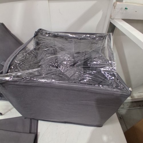 3PK UNDER BED FOLDABLE CLOTH STORAGE BIN WITH CLEAR WINDOW - 16" X 12" / 12 COMPARTMENTS - GREY image 5