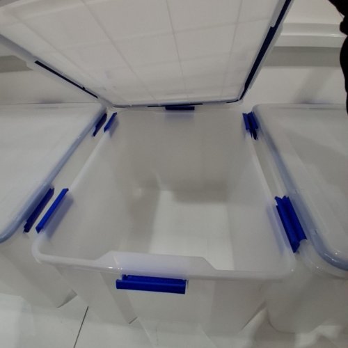 3PK IRIS USA WEATHERPRO WEATHERTIGHT STORAGE BOX - 70L - CLEAR/BLUE (MODEL: UCB-LDD) image 3