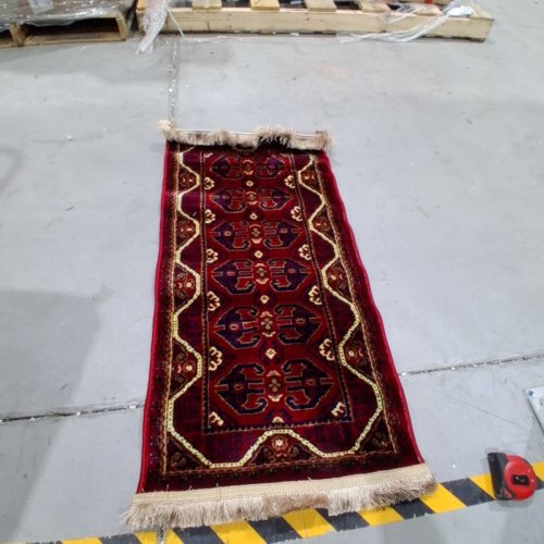 HANDWOVEN AFGHAN TURKMEN BUKHARA PERSIAN RUNNER RUG - 22" X 47 - RED image 4