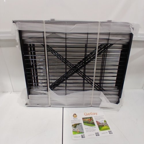 8PC GETLAY METAL ANIMAL BARRIER GARDEN FENCE SET - 32" X 18FT - BLACK image 3