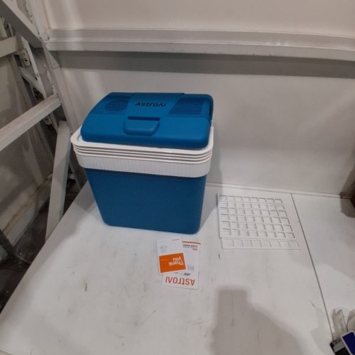 ASTROAI ELECTRIC COOLER - 26 QT-24 L 12 V DC PORTABLE THERMOELECTRIC CAR COOLER - INCLUDES 2 ICE PACKS - TEAL (MODEL: LY0324A) image 2