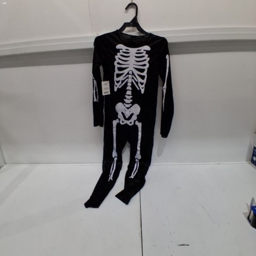 BOYS PARTYHOLIC SKELEBONES COSTUME JUMPSUIT - ONE SIZE - BLACK / WHITE image 2