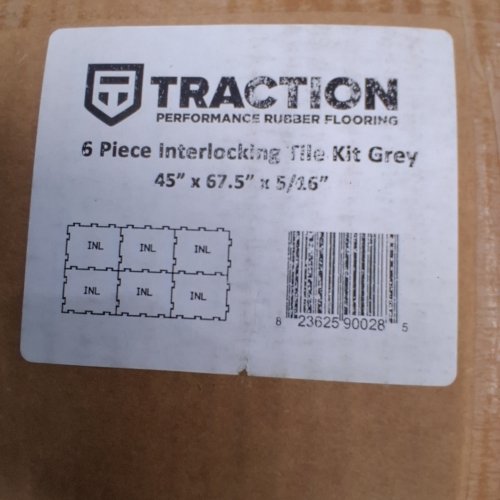 6PK TRACTION PERFORMANCE RUBBER FLOORING INTERLOCKING FILE KIT GREY - 45" X 67.5" - GREY (MODEL: 1543651) image 2