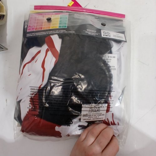 2PC GIRLS WAY TO CELEBRATE BLOODY BRIDE COSTUME - LARGE (10-12) - WHITE/BLACK/RED image 3