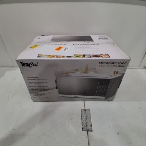 TOTAL CHEF COMPACT COUNTERTOP MICROWAVE OVEN - DIGITAL TOUCHSCREEN CONTROLS -ONE-TOUCH PUSH-BUTTON OPENING - SILVER STAINLESS STEEL (MODEL: TCM0-07-SS) image 6