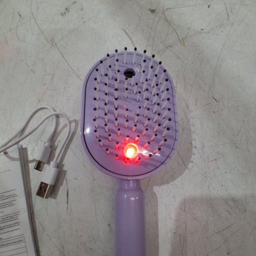 ELECTRIC SPRAY RETRACTABLE AIR CUSHION MASSAGE HAIR COMB - PURPLE image 2