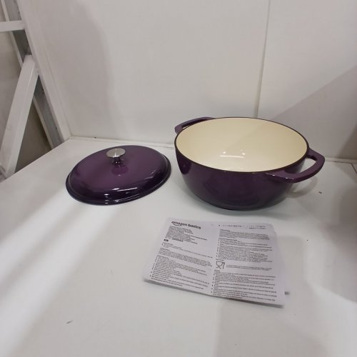 AMAZONBASICS ENAMELED CAST IRON COVERED DUTCH OVEN - 6QT - PURPLE image 2