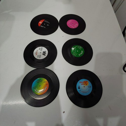 6PK GIFT REPUBLIC RETRO VINYL DRINK CUP COASTERS image 2
