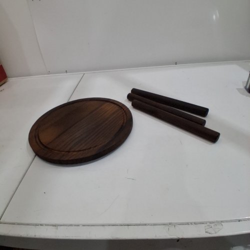 SINGLE WOOD PLANT STAND - 11" ROUND - HEAVY BURNT COLOUR image 3