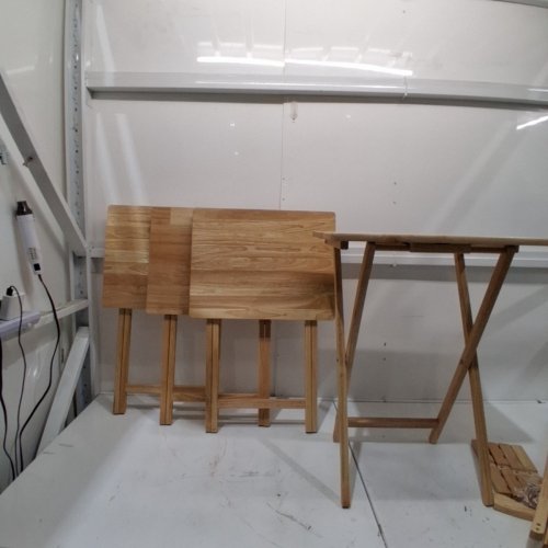 4PK AMAZON BASICS CLASSIC TV DINNER / SNACK TABLE SET WITH HOLDER - NATURAL image 2