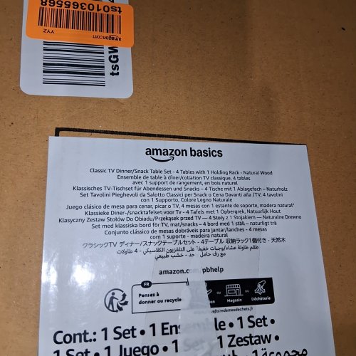 4PK AMAZON BASICS CLASSIC TV DINNER / SNACK TABLE SET WITH HOLDER - NATURAL image 5