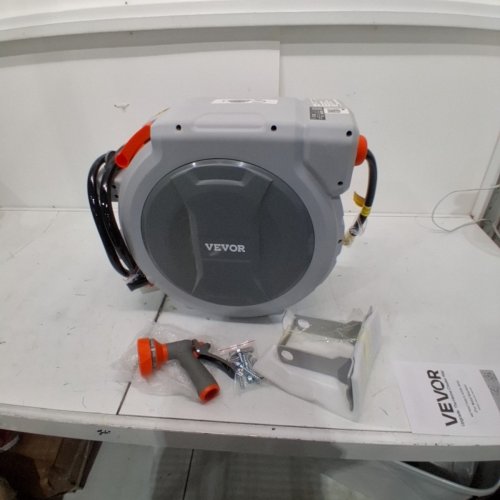 HEAVY DUTY WALL MOUNTED 180° SWIVEL BRACKET RETRACTABLE HOSE REEL WITH 9 PATTERN NOZZLE - 5/8" X 100FT - GREY/ORANGE (MODEL: NW-S40) image 2
