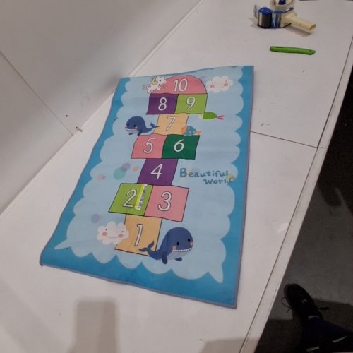 CHILDREN'S ANTI-SKID HOPSCOTCH RUG - 30" X 19.6" - BLUE image 2