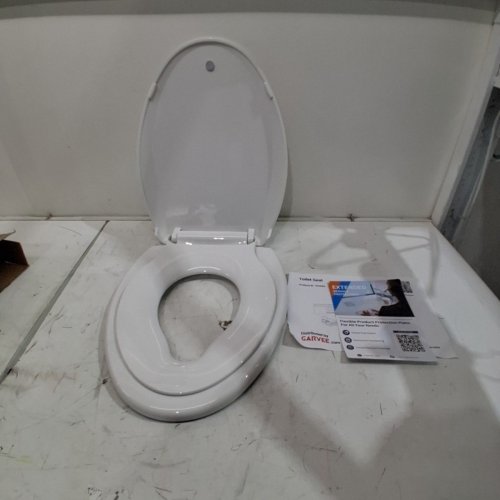 GARVEE SECURE LOCK DESIGN TOILET SEAT COVER ELONGATED WITH BUILT IN TODDLER SEAT - 16.45" - WHITE image 2