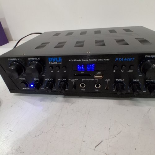 PYLE 500W 4-CHANNEL KARAOKE WIRELESS BLUETOOTH AMPLIFIER, HOME AUDIO THEATER SPEAKER SOUND RECEIVER WITH AUX IN, FC, RCA SUBWOOFER SPEAKERS OUT, USB, MICROPHONE (MODEL: PTA44BT) image 2