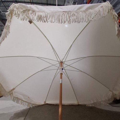 OUTDOOR PATIO/BEACH UMBRELLA WITH TASSEL - 8FT - BEIGE image 4