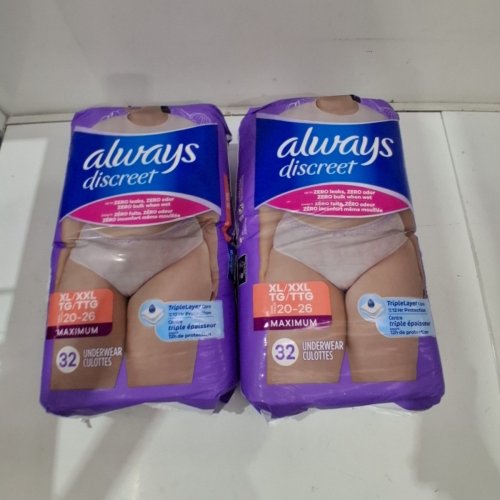 64PK WOMENS ALWAYS DISCREET INCONTINENCE UNDERWEAR - EXTRA LARGE - PEONY/PINK image 2
