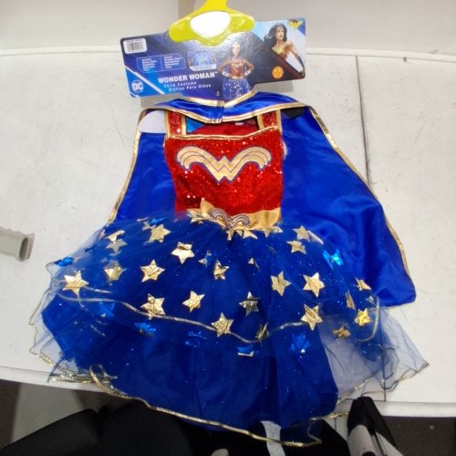 7PC KID'S RUBIE'S DC COMICS WONDER WOMAN COSTUME WITH SEQUINS - SMALL (6) - RED/BLUE (STYLE: 1631810) image 2