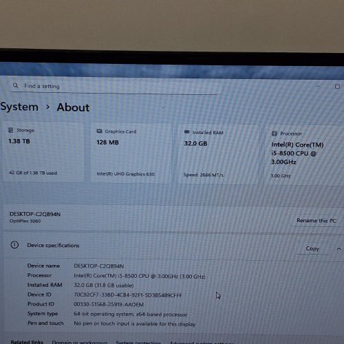 DELL OPTIPLEX 3060 DESKTOP COMPUTER WITH WIRELESS KEYBOARD AND MOUSE - INTEL CORE I5 8500, 32GB RAM, 1TB HDD+512GB SSD, WINDOWS 11 - BLACK image 9