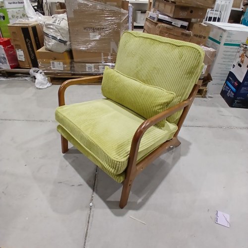 KARL HOME MID-CENTURY MODERN ACCENT CHAIR - 29.5" X 25.6" X 22" - STRIPED CORDUROY GREEN (MODEL: KHMAC0160) image 5