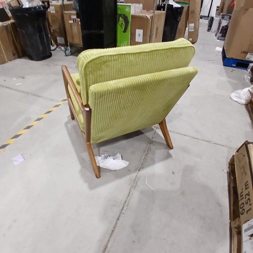 KARL HOME MID-CENTURY MODERN ACCENT CHAIR - 29.5" X 25.6" X 22" - STRIPED CORDUROY GREEN (MODEL: KHMAC0160) image 7