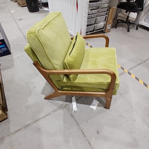 KARL HOME MID-CENTURY MODERN ACCENT CHAIR - 29.5" X 25.6" X 22" - STRIPED CORDUROY GREEN (MODEL: KHMAC0160) image 8