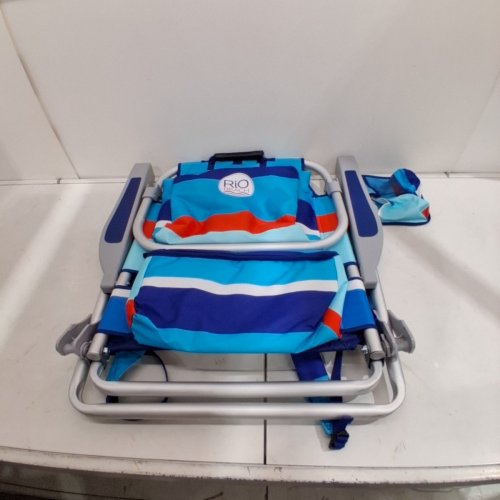 RIO BEACH BACKPACK BEACH CHAIR - 20" X 33" - ORANGE / BLUE (MODEL: 1952275) image 3