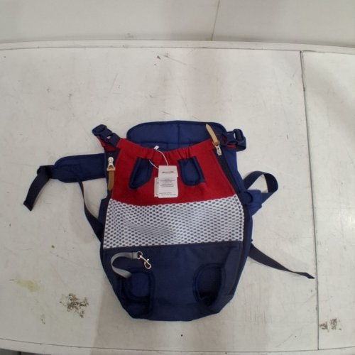 DOGLEMI PET CARRIER BACKPACK FOR SMALL DOGS OR CATS - 22LBS MAX/CAP - BLUE/WHITE/RED image 2