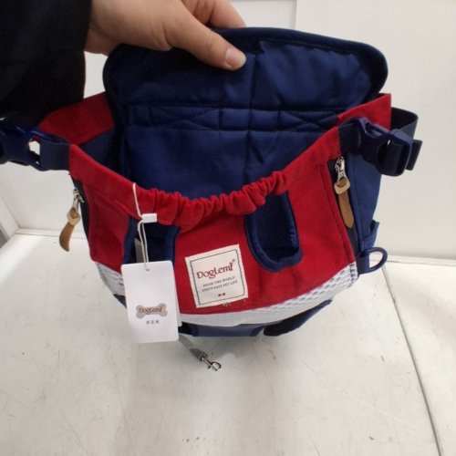 DOGLEMI PET CARRIER BACKPACK FOR SMALL DOGS OR CATS - 22LBS MAX/CAP - BLUE/WHITE/RED image 4