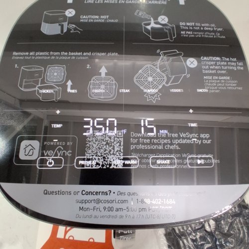 COSORI PRO DIGITAL TOUCH-CONTROL AIR FRYER - 5QT - BLACK (MODEL: CAF-L501-KUS) image 2