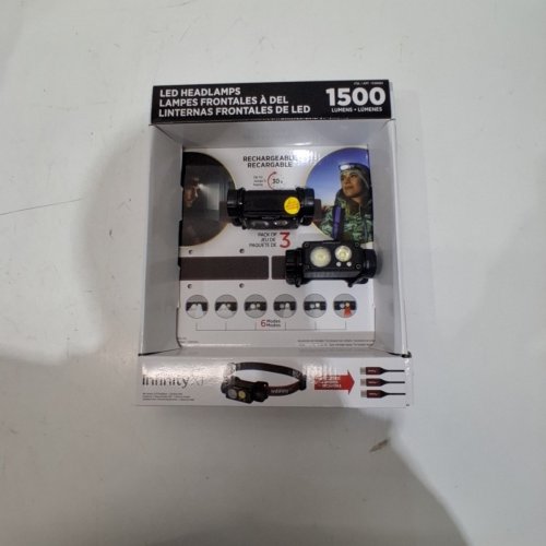 2PK INFINITY X1 RECHARGEABLE WATER-RESISTANT LED HEADLAMP - 1500LM - (MODEL: 1938085) image 2