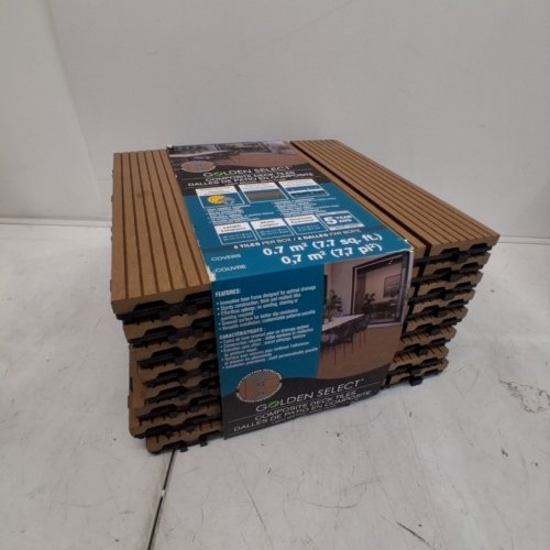 8PK GOLDEN SELECT COMPOSITE DECK TILES - 12" X 12" (EACH) - 7.7 SQ.FT - BROWN (MODEL: 2008954) image 2