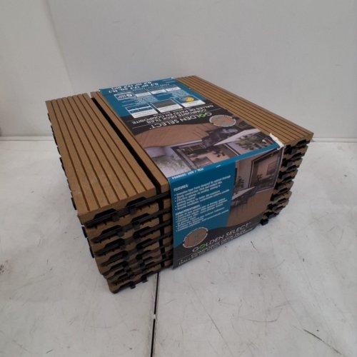 8PK GOLDEN SELECT COMPOSITE DECK TILES - 12" X 12" (EACH) - 7.7 SQ.FT - BROWN (MODEL: 2008954) image 3