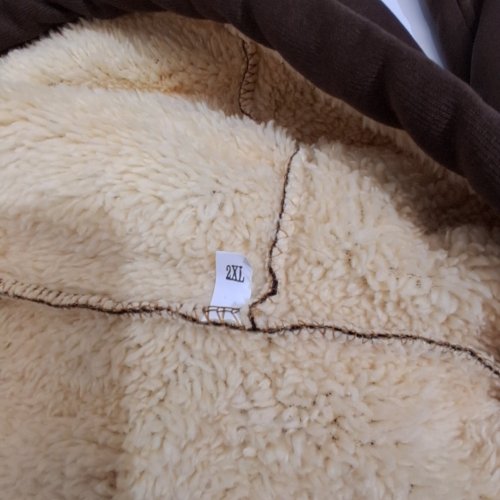 UNISEX SHERPA-LINED ZIP UP HOODIE - 2XL - BROWN image 2