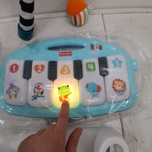 FISHER-PRICE 4-IN-1 BABY MUSICAL GLOW AND GROW KICK & PLAY PIANO GYM PLAYMAT WITH 2 RATTLE MARACAS FOR NEWBORNS - AGES 0+ MONTHS - BLUE (MODEL: HWD95) image 3