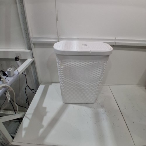 BATHCLIP PLASTIC LAUNDRY BASKET WITH LID - 40L - 24" X 18" X 10" - WHITE image 2
