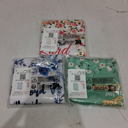 3PC CLOTH BIBLE COVERS WITH RELIGIOUS QUOTES - 9" - 11" - ASSORTED FLORAL STYLES/COLORS image 3