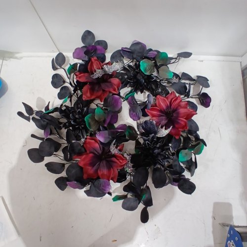 WAY TO CELEBRATE! HALLOWEEN WREATH - 21" - BLACK, RED, PURPLE AND GREEN image 3
