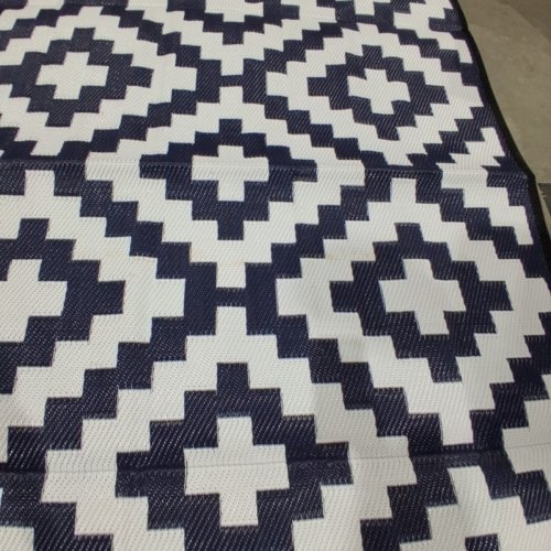 GENIMO OUTDOOR REVERSIBLE WATERPROOF PLASTIC PATIO RUG - 9FT X 18FT- BLUE/WHITE image 3