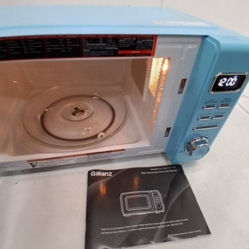 GALANZ RETRO STYLE MICROWAVE WITH LOCKING DOOR - 900W 0.9CU.FT - BLUE (MODEL: GLCMKZ09BER09) image 2
