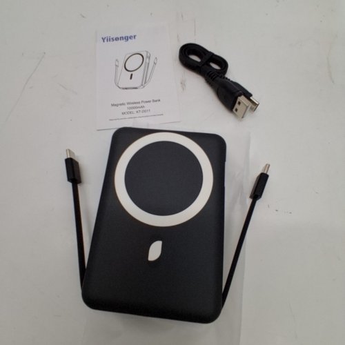 YIISONGER MAGNETIC WIRELESS PORTABLE CHARGER - 10000MAH WIRELESS POWER BANK, LED DISPLAY, USB-C, COMPATIBLE WITH IPHONE 14, 13, 12, PRO MAX, PRO, MINI - BLACK (MODEL: KT-D011) image 3